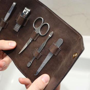 Engraved Leather Personalised Grooming Kit, 4 of 6
