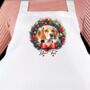 Dog Christmas Wreath Personalised Apron. Multiple Breeds And Colour Options, thumbnail 7 of 12