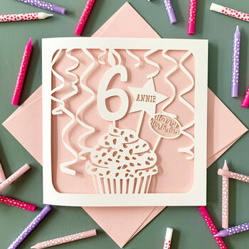 Personalised Cupcake 6th Birthday Card, 2 of 4
