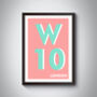 W10 Kensal Green London Postcode Typography Print, thumbnail 10 of 11