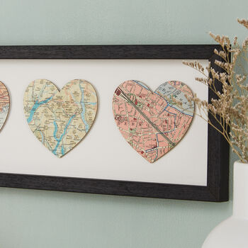 Three Personalised Map Heart Print, 10 of 12