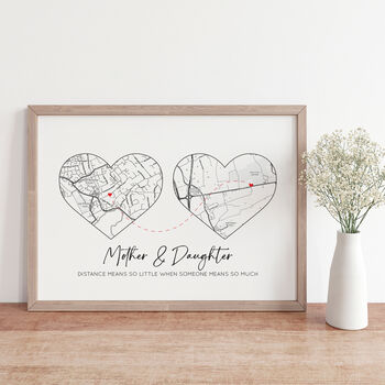 Long Distance Mother's Day Map Print, Personalised Map Gift, Present For Mum, 2 of 4