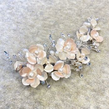 Silver Or Gold Plated Blossom Enameled Bridal Hair Clip, 2 of 12