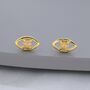 Opal Eye Stud Earrings In Sterling Silver, thumbnail 5 of 12