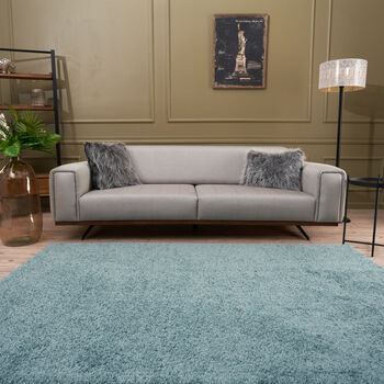 The Rugs Plain Duck Egg Blue Shaggy Rug, 4 of 12