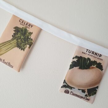 Fabric Vegetable Seed Packet Bunting Decoration, 8 of 8
