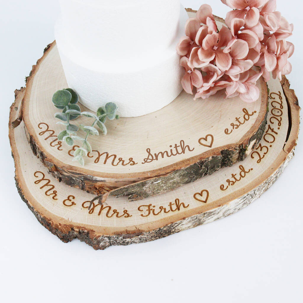 Personalised Natural Birch Log Cake Stand, 1 of 9