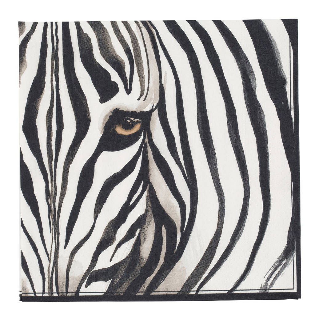 Pack Of 20 Graphic Zebra Print Paper Napkins By Ella James