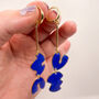 Royal Blue Abstract Statement Earrings, Clay And Resin, thumbnail 2 of 10