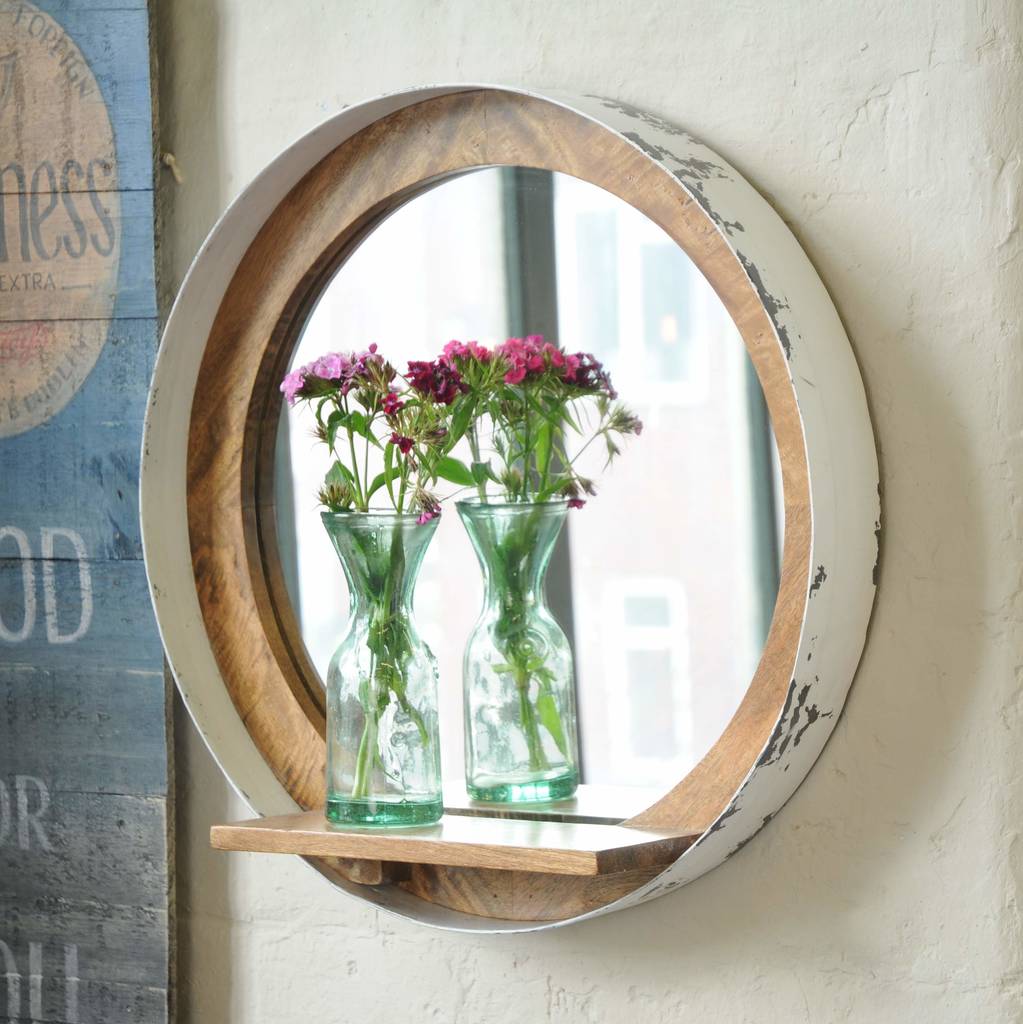 Vintage Industrial Porthole Mirror With Shelf, 1 of 4