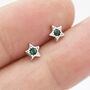 Tiny Emerald Green Cz Star Stud Earrings, thumbnail 3 of 10