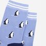 Penguins Christmas Bamboo Ankle Socks Light Blue, thumbnail 2 of 4