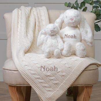 Personalised Cream Toffee Moon Blanket And Bashful Toy, 2 of 5