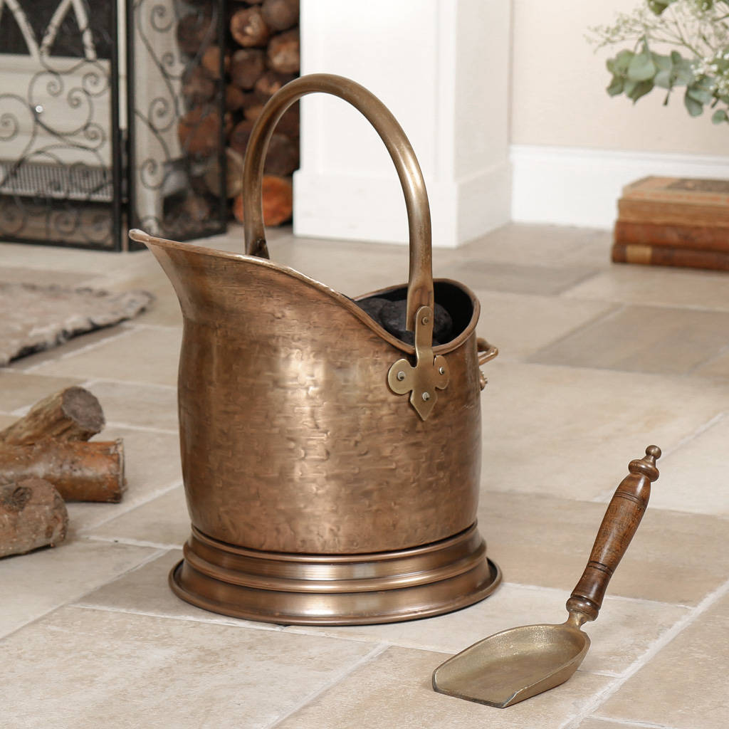 antique brass french coal bucket with shovel by dibor
