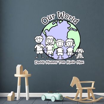 Personalised Family 'Our World' Wall Sticker Decal, 2 of 4