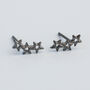 Black Colour Sterling Silver Star Stud Earrings, thumbnail 2 of 5