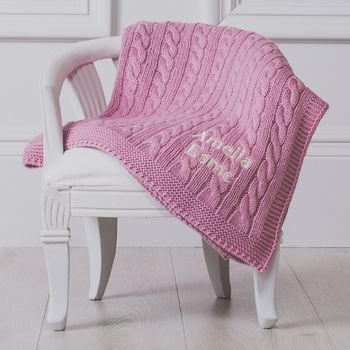 Personalised Pink Cable Blanket And Comforter Gift Set, 2 of 8