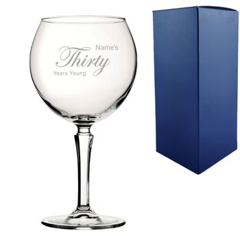 Personalised 30th Birthday Hudson Gin Glass, 2 of 8