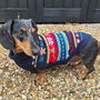 Christmas Blue Fairisle Miniature Dachshund Jumper, thumbnail 1 of 3