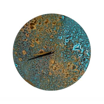 Verdigris Green Handmade Copper Wall Clock, Handmade Copper Patina Design, 2 of 4