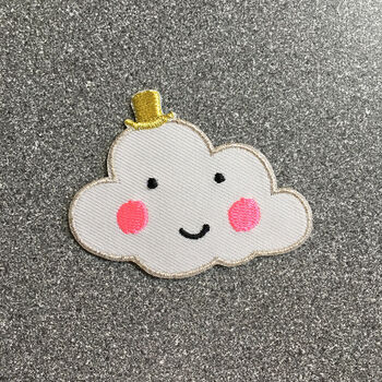 Happy Cloud Embroidered Iron On Patch, 2 of 4