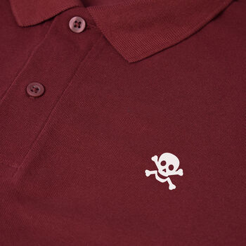 Organic Cotton Penzance Pirate Burgundy Polo Shirt, 3 of 7