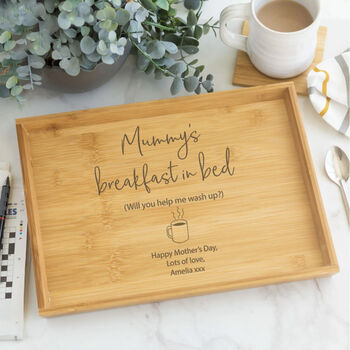 Personalised Wooden Breakfast In Bed Tray, 4 of 6