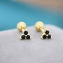 Tiny Black Cz Trio Screw Back Earrings Sterling Silver, thumbnail 7 of 9