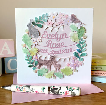 Personalised New Baby Woodland Papercut Card, 4 of 4