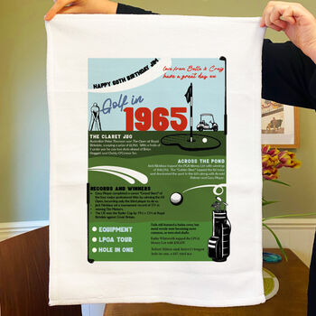 Birthday Gift For Golfer Personalised Birth Year Tea Towel, 2 of 5
