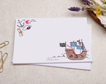 A5 Personalised Children's Stationery Set Gift With Pirate Design, 6 of 9
