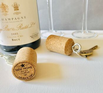 Personalised New Home Champagne Cork Key Ring, 2 of 3