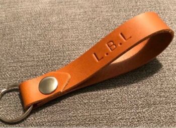 Personalised Tan Leather Keyring, 9 of 12