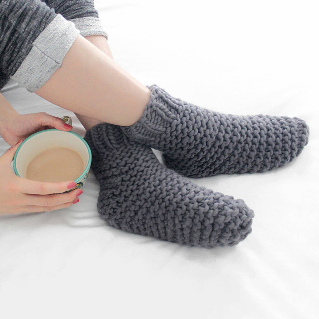 Knit Your Own Slumber Bed Socks In Fossil Grey By Stitch & Story ...