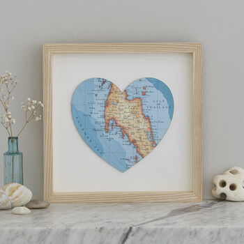 Personalised Phuket Southern Thailand Map Heart Print, 2 of 4