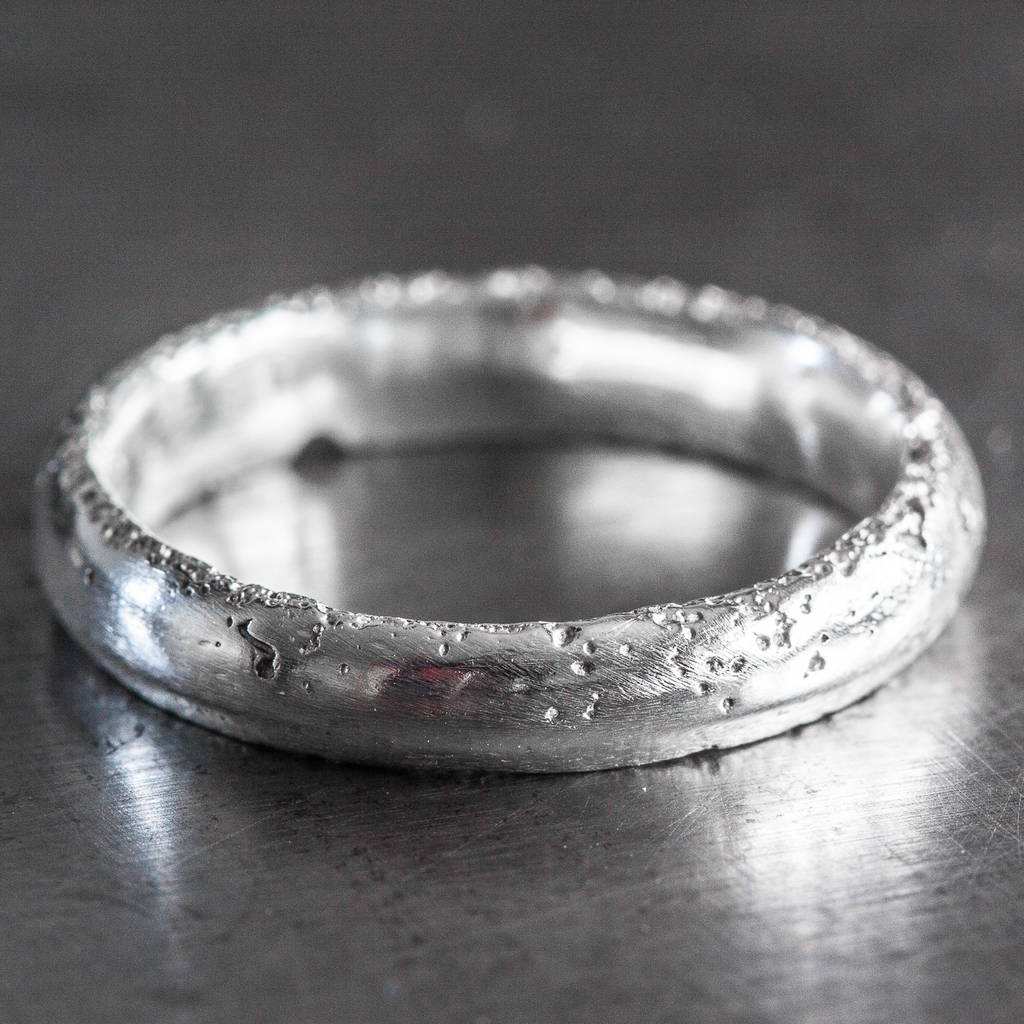 Personalised Sterling Silver 4mm Court Sand Cast Ring By The Jewellery