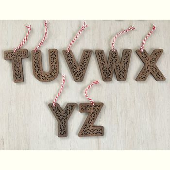 Walnut Christmas Tree Wood Letter Xmas Decoration, 7 of 7
