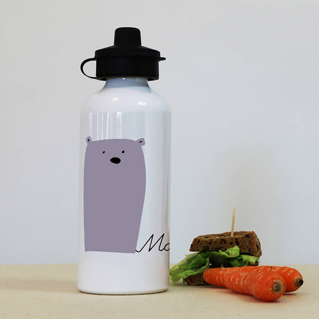 polar bear water bottle with name by holubolu personalised childrens