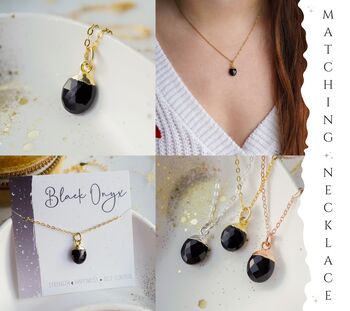 Black Onyx Hoop Earrings And Necklace, 7 of 10