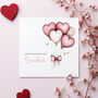 Personalised Bouquet Valentine's Day Card Pink Balloon Design, thumbnail 1 of 2