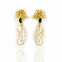 Green Quartz And Baroque Pearl Organic Shape Earrings, thumbnail 3 of 3