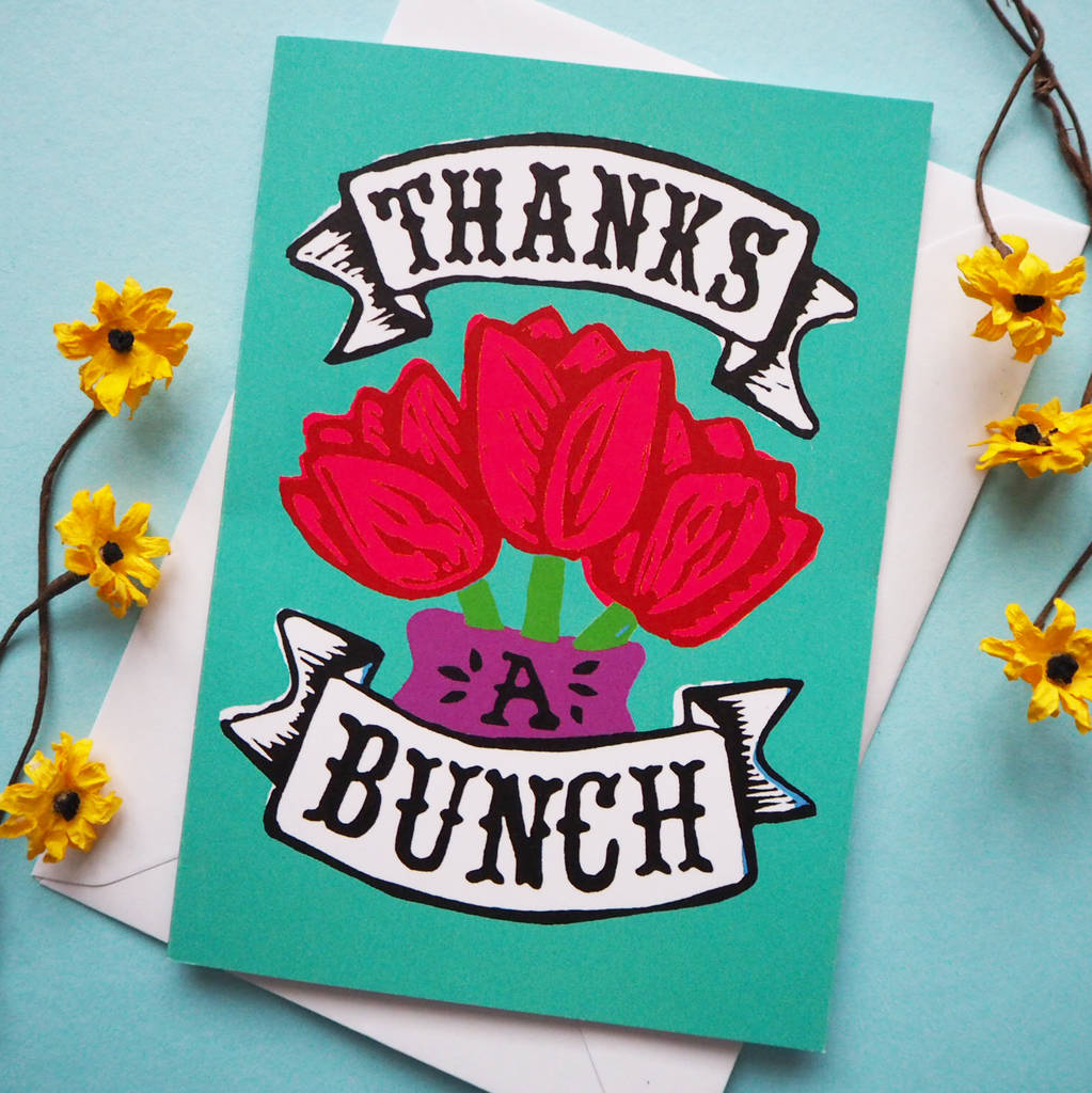 Thanks A Bunch Funny Thank You Card By Woah There Pickle