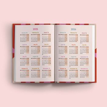 2025 Diary | A5 Hardcover Week To View | Pink And Red, 3 of 8