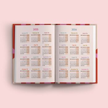 2025 Diary | A5 Hardcover Week To View | Pink And Red, 9 of 12