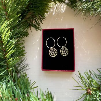 Sterling Silver Hoop Earrings With Detachable Hearts And Flowers Charm Pendant, 3 of 9