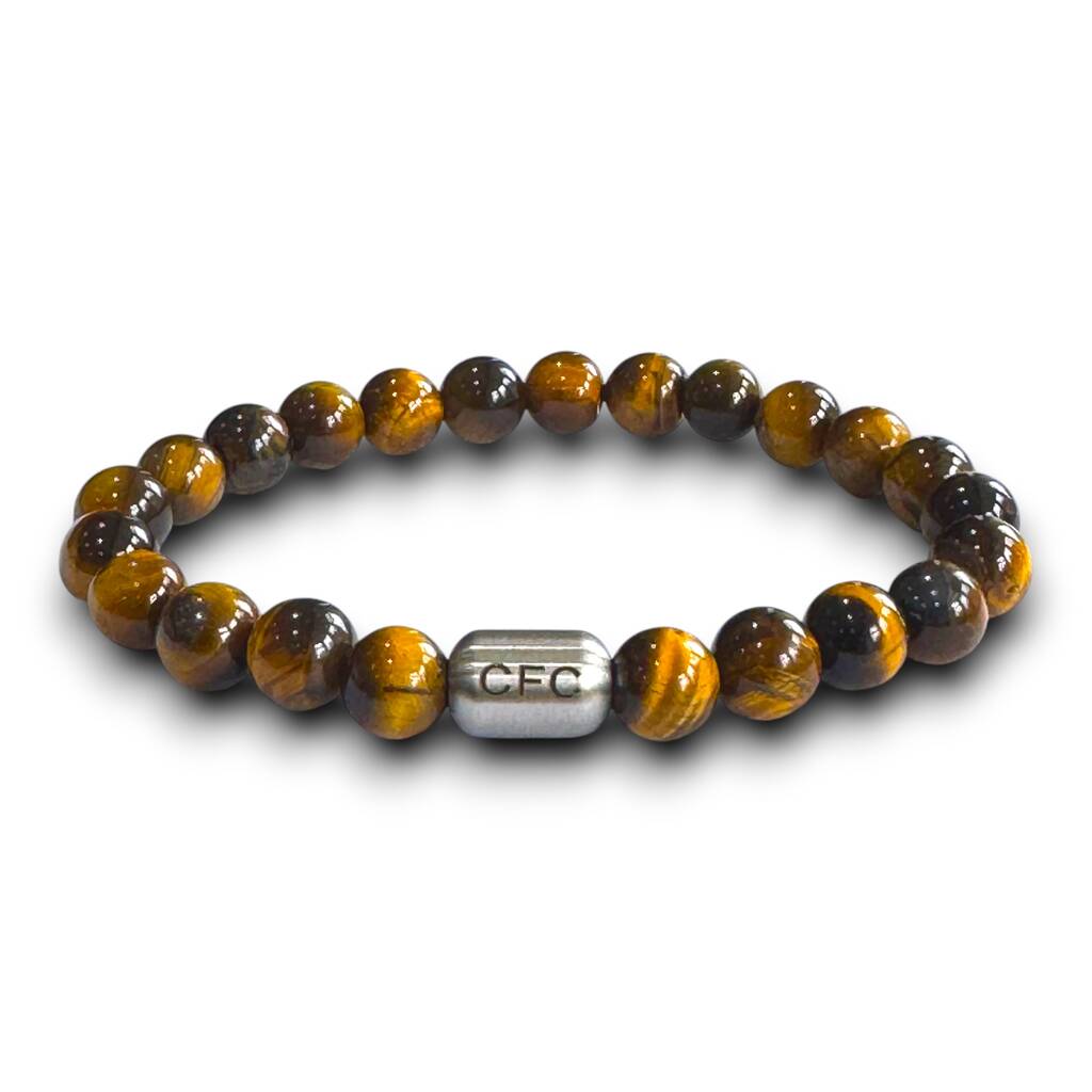 Men's Celtic Football Fan Tiger's Eye Bracelet, 1 of 5