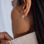 Sterling Silver Heart Hoop Stud Earrings, thumbnail 2 of 5