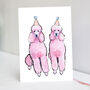 Pink Poodle Birthday Card | Pink Poodle Card, thumbnail 1 of 3