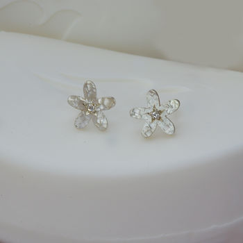 Silver And Diamond Flower Earrings, 2 of 5