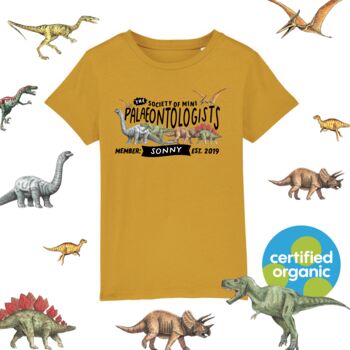 Mini Palaeontologist Dinosaur Kids Organic T Shirt, 4 of 5